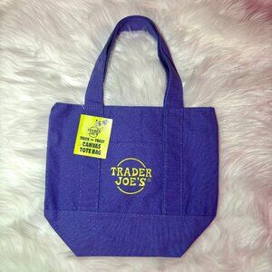 NEW Trader Joe's Halloween Canvas Mini Tote Bag Purple